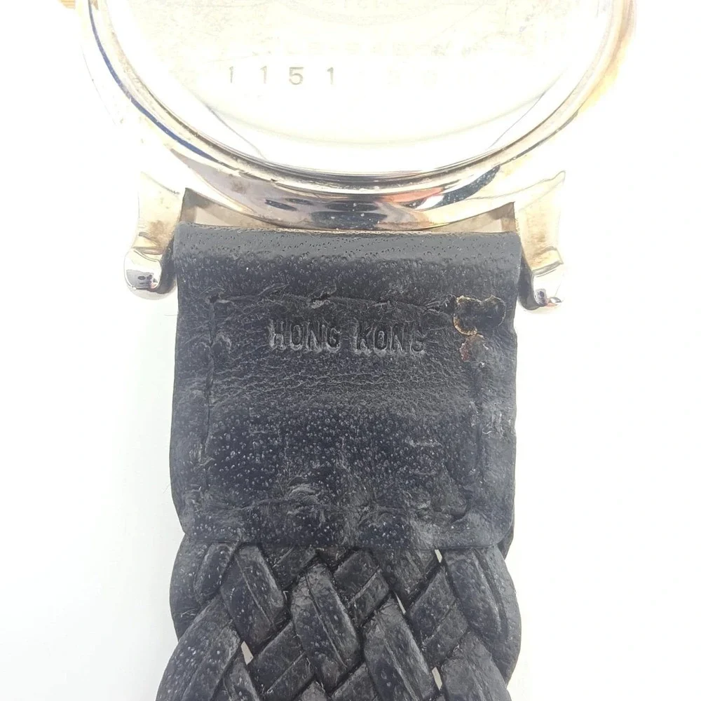 Vtg 1996 FOSSIL Watch Limited Edition Christmas Tree Holiday Black Leather 8